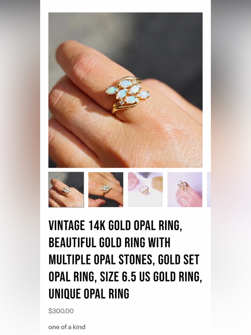 Vintage 14K Gold Opal Ring – Gold with Opal Stones